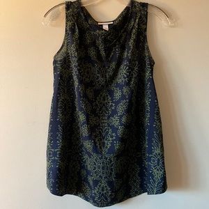 Liz Lange maternity navy blue and green patterned sleeveless blouse - XS